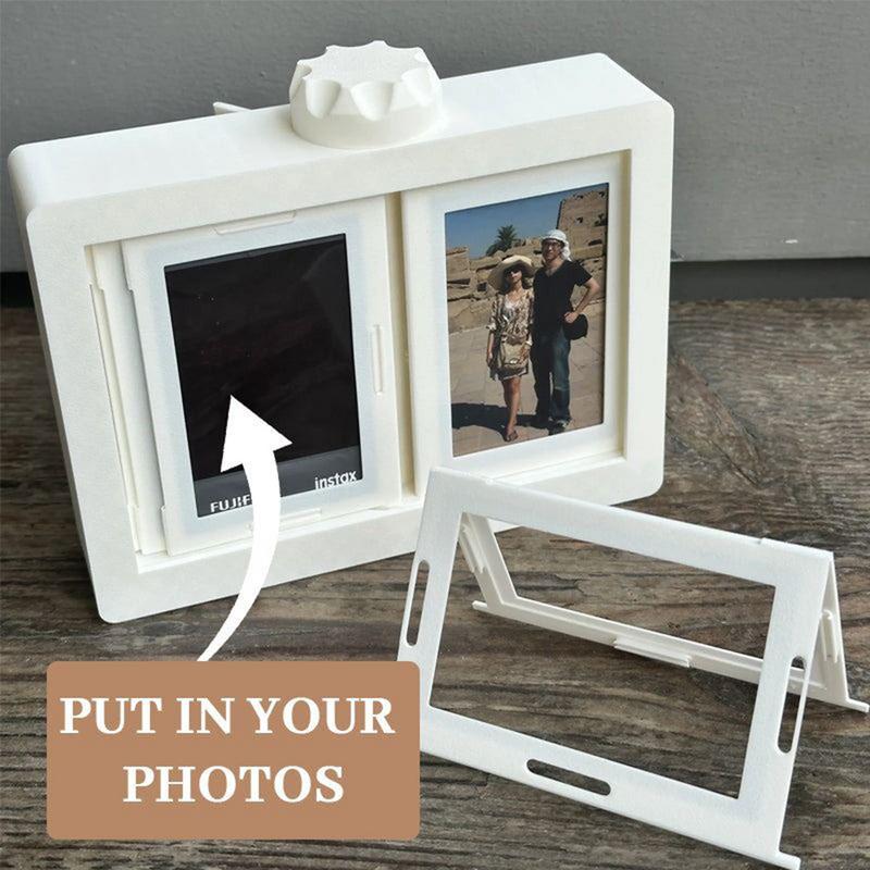 Photo Frame Rotating Photo Album 360 Degree Hand Crank Turning Ornaments Table Decoration 12-Card Holder For Home Fathers Day