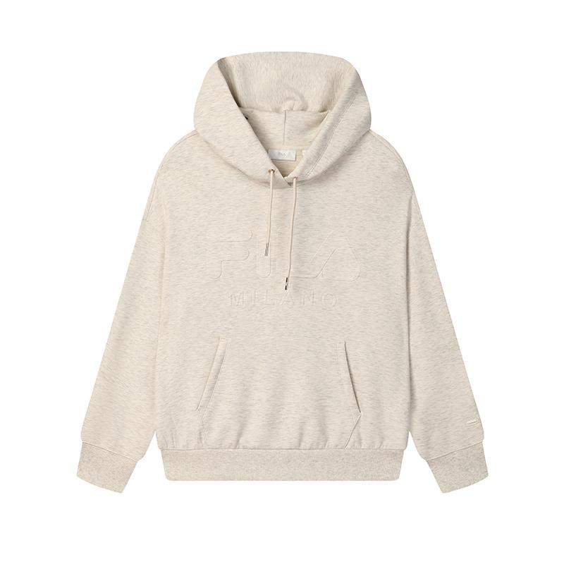 FILA Milano Series Simple Comfortable Hooded Sweatshirt Women sweatshirt Light-Khaki Flower-Gray F11W515205FLK