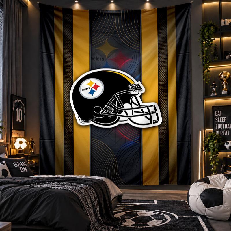 Wall Hanging Tapestry Pittsburgh Steelers Print Cloth for Living Room Bedroom Home Decor