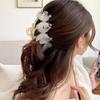 2Pcs Embroidery Butterfly Hair Claw Clips - Elegant Pearl Tassel Shark Clip Pins for Women, Sweet Fairy Hair Accessories