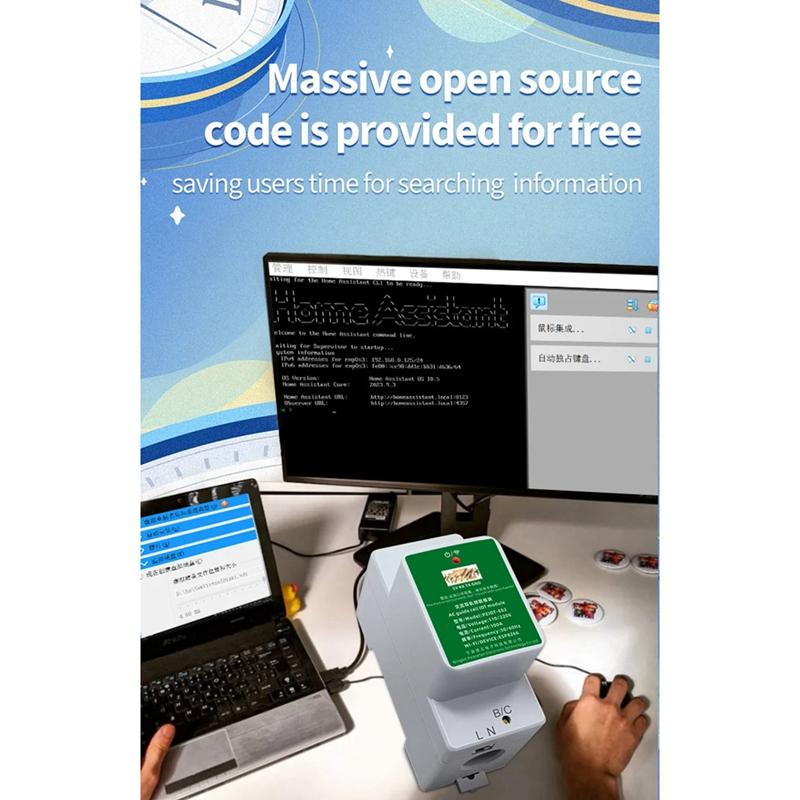 Peacefair PZIOT-E02 AC Single Phase Din Rail Meter Wifi Energy Power Meter Electric Wattmeter Tasmota Esphome For Home Assistant