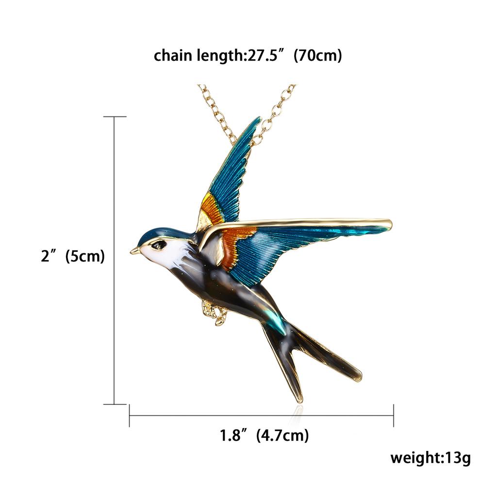 Rinhoo Full Rhinestone Flying Birds Brooch for Women Vivid Bird Dangling Round Beads Animal Lapel Pins Hummingbird Badge Corsage
