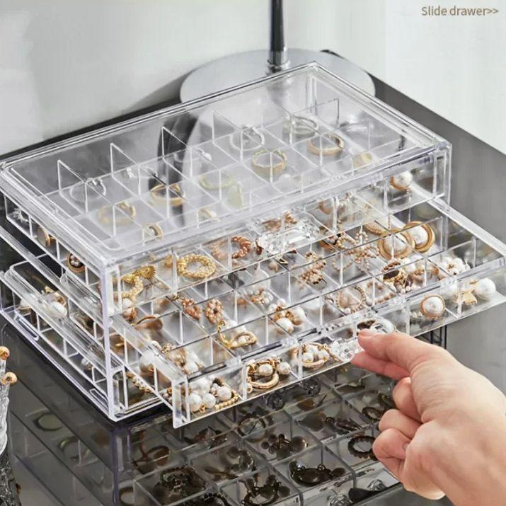 Drawer Style Transparent Jewelry Box Large Capacity Ring Earring Necklace Acrylic Jewelry Sorting Box Jewelry Box Organizer