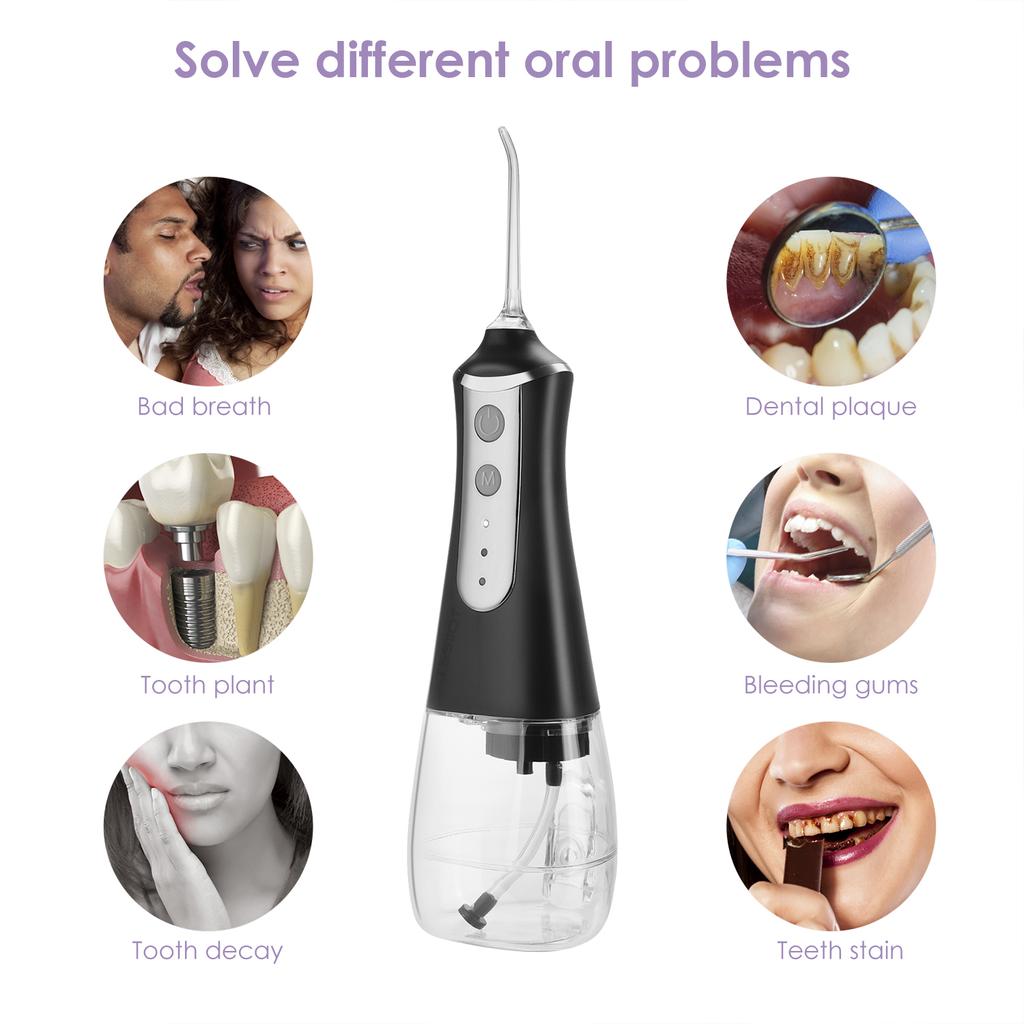 Oral Irrigator tooth scaler 3-speed adjustment Water Flosser Portable Dental Water Jet 350ML IPX6 Waterproof Teeth Cleaner