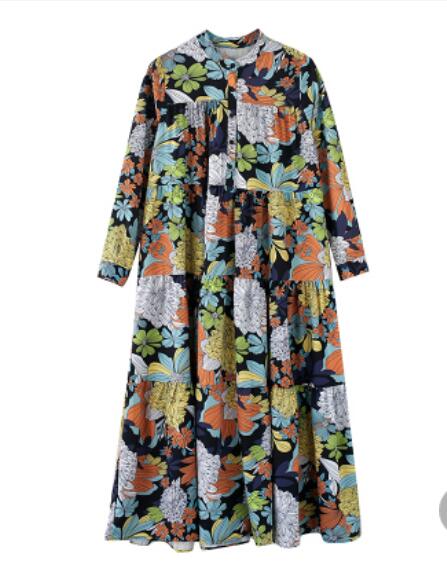 

XITAO повседневное платье с длинным рукавом и принтом модное женское платье DMJ2359 One Size жёлтый