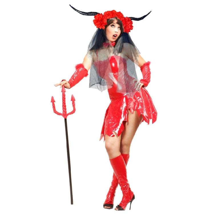 Halloween Hairhoop with Antelope Horn Dark Series Flower Headband with Veil Theme Party Headwear Festival Props Hairband