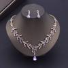 Luxury Purple Crystal Bridal Jewelry Sets for Women Earring Wedding Choker Necklace Set Bride Jewelry Sets Accessories