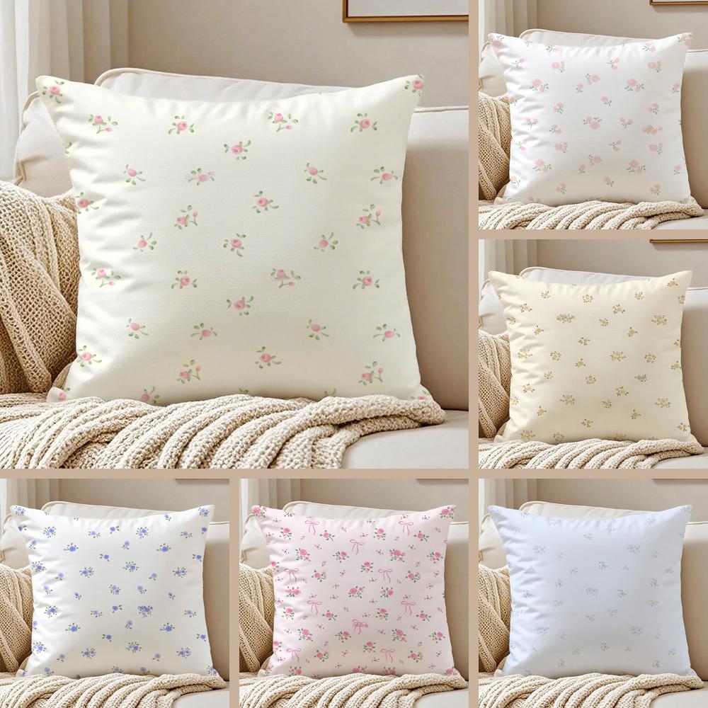 Exquisite Fashion Items Unisex Elegant And Fresh Small Floral Patterns Cushion Cover Pillowcase Anti-Dustmite Invisible Zipper Short Plush Sofa Cushion