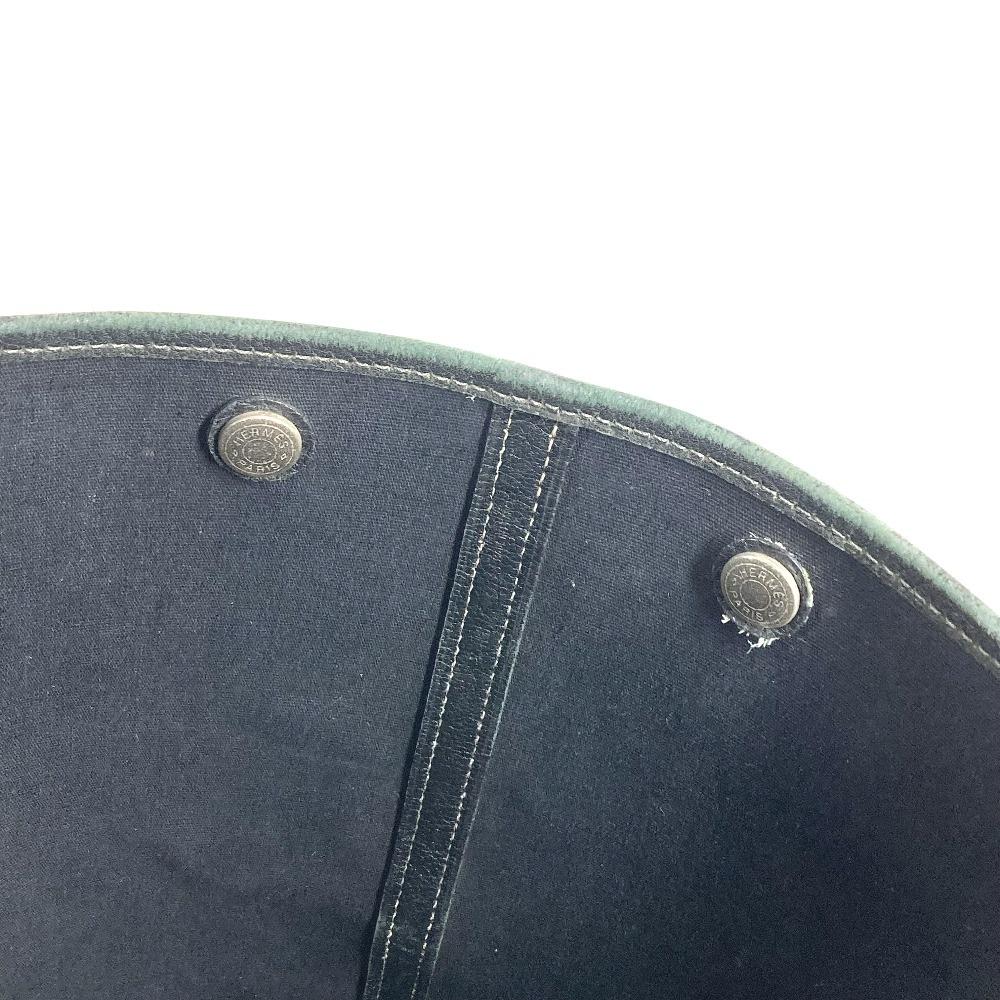 HERMES Garden File MM Bag Tote Bag Shoulder Bag Leather / Canvas Black