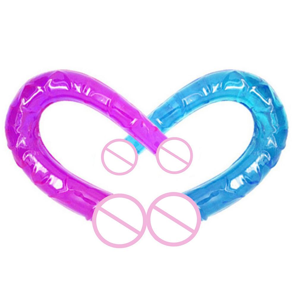 Double Head Dildos Realistic Penis Flexible Soft Crystal Jelly Sex Toys for Women G-spot Anal Stimulator