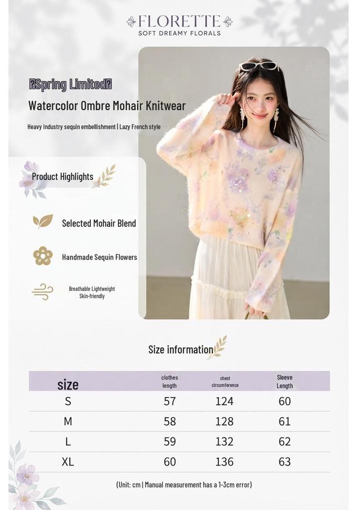 2026 Autumn Women's Gradient Long-Sleeve Knit Pullover Sweater
