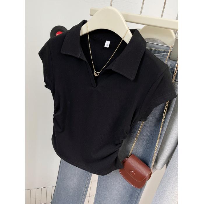 YYFS Women's Fashion Casual Summer Spring Solid Color Print Short Sleeve POLO Neck Blouses & Shirts