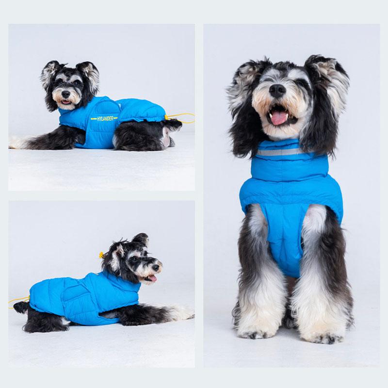 Autumn Winter Warm Thick Lined With Cotton Dog Jacket With Reflective Strap Dog Snow Suit Clothes Waterproof Dog Down Jacket