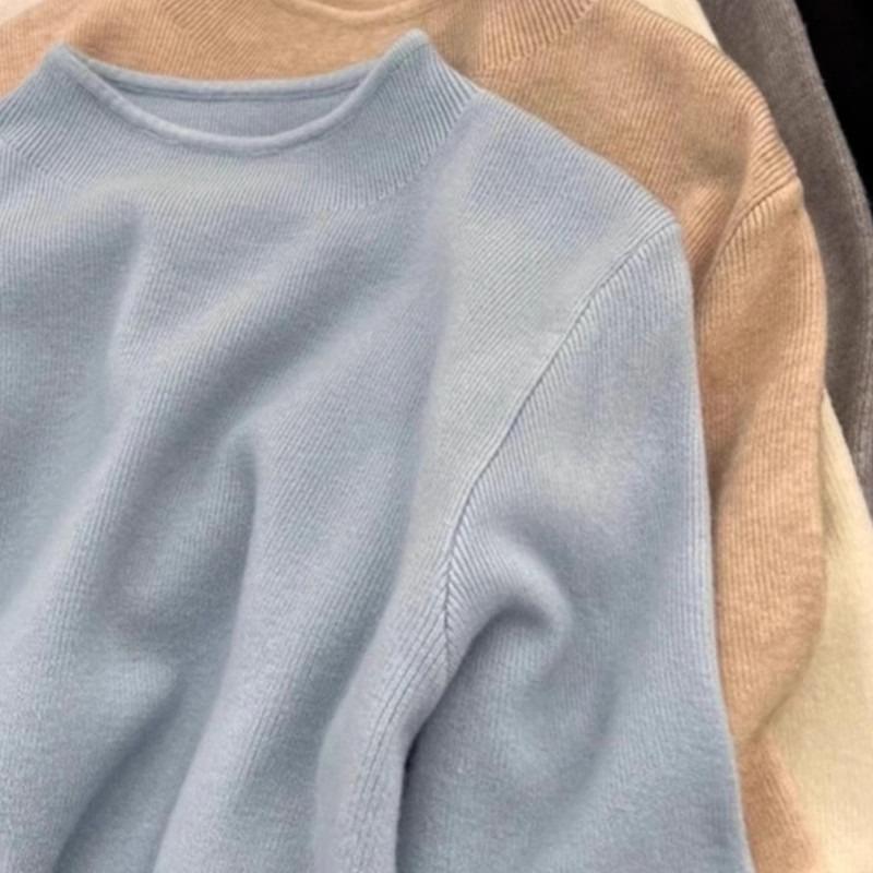Il Nuovo Stile Autunnale di Maglione Lavorato a Maglia di Alta Gamma, Elegante, a Girocollo, Morbido e a Maniche Lunghe È un Maglione Leggermente Formoso e Snellente per Donne
