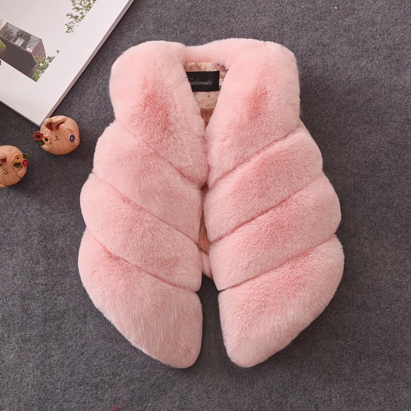 

Children Girls Faux Fur Vest Autumn Winter Fashion Thick Warm Waistcoat Kids Outerwear Baby Girl Christmas 70cm