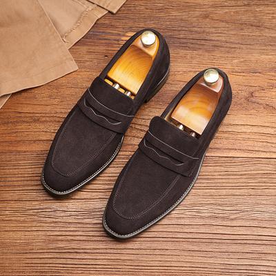 Mocassini Penny Loafers Classici Retrò da Uomo in Pelle Scamosciata di Mucca Scarpe Casual in Pelle da Uomo Calzature Piatte Slip-on da Esterno per Uomo