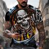 Men's Casual T-Shirt, Gothic Skull Heart Hands Graphic Black Short Sleeve Crew Neck Tee Cool Streetwear Halloween Fashion Top
