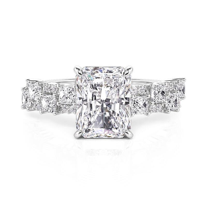 

Full Moissanite Engagement Ring with Tapered Baguette Shape Diamond S925 Silver Wedding Rings for Women 10