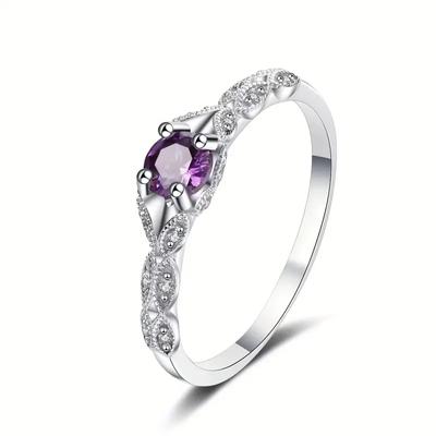 1pcWomen's New Luxury Purple Crystal Zircon Ring, Simple and Fashionable Gemstone Ring, Suitable for Daily Wear, Festivals, Birthday Anniversary Gifts
