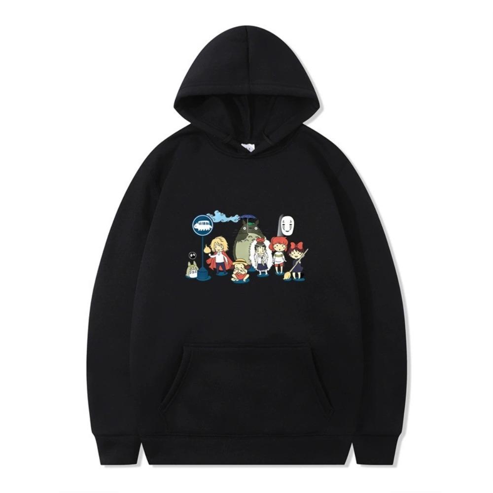 

Men Women Totoro Cartoon Hoodies Autumn Casual Pullover Sweats Hoodie Fashion Hip Hop Sweatshirt Clothes XS чёрный