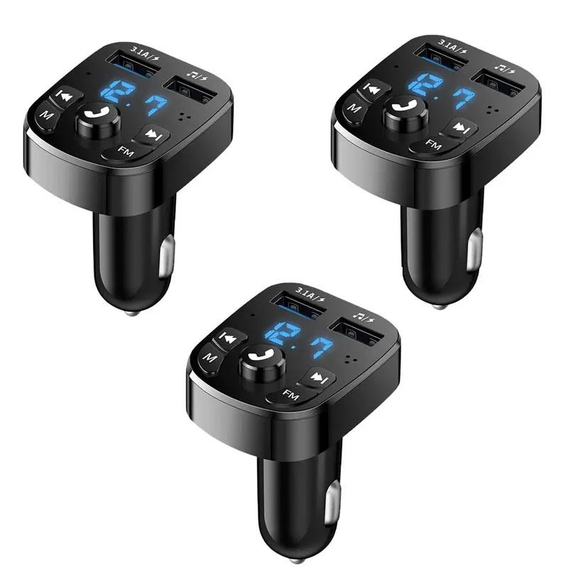 1/3pcs Car Mp3 Player, Dual USB Charger, FM Bluetooth Receiver Compatible With 5.0 FM Transmitter, USB Flash Drive Plug, Car Kit