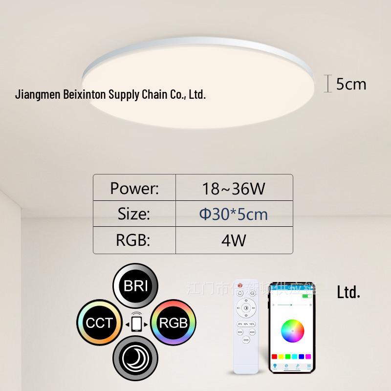 

Ultra-thin LED Smart Ceiling Light with Bluetooth Control, 54W, for Bedroom & Living Room RGB+CCT Bluetooth App Remote Control 220V