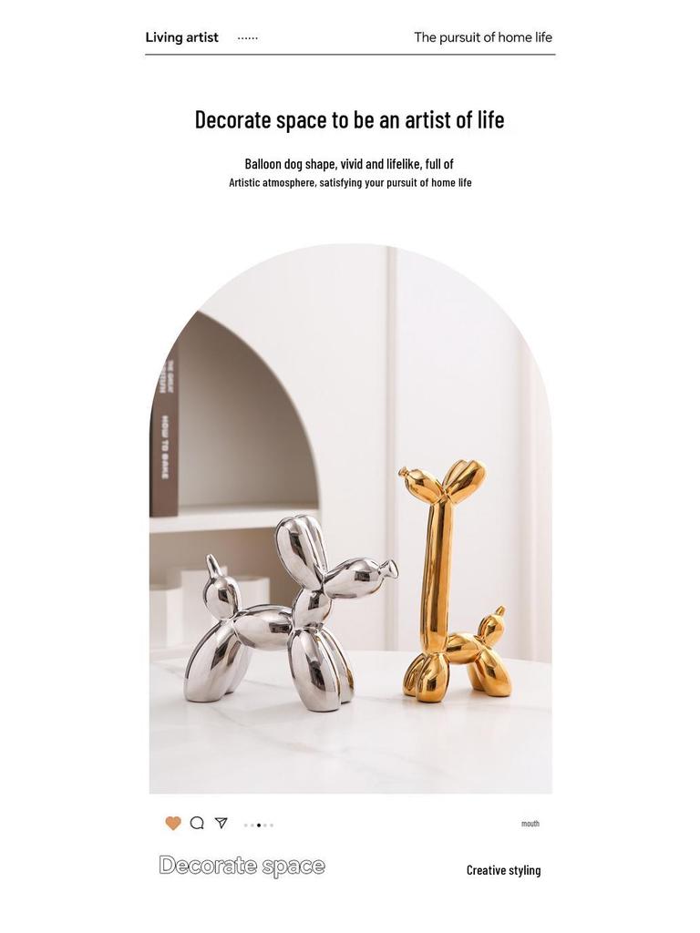 Nordic Luxury Ceramic Balloon Dog Ornament for Home Décor
