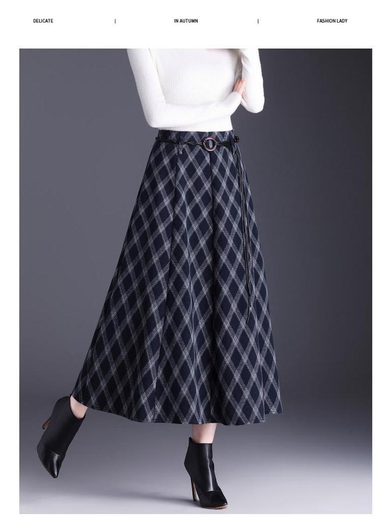 Plaid Pleated A-Line Skirt, Winter 2025 High-Waisted Slimming Style