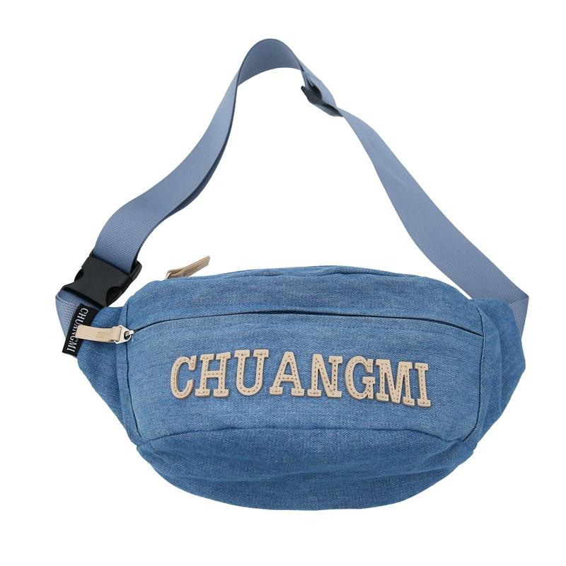 Women's Denim Chest Bag Letter Crossbody Bag Waist Bag Men's Large Capacity Sports Bag