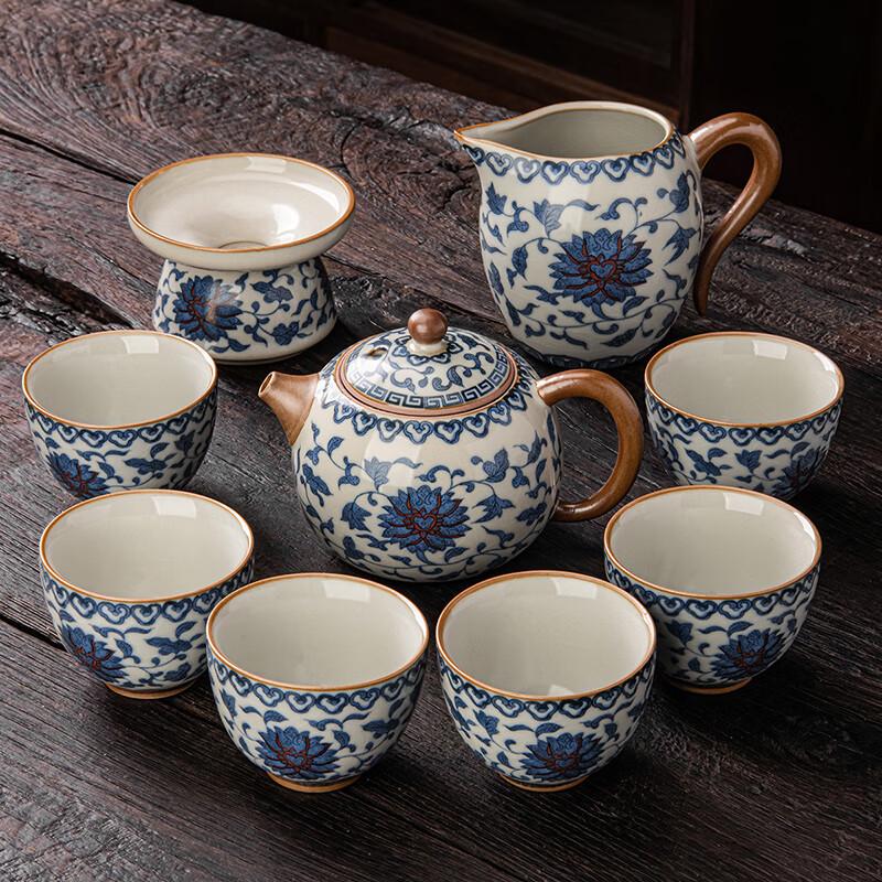 Leino Ru Kiln Lotus Xi Shi 9-Piece Tea Set