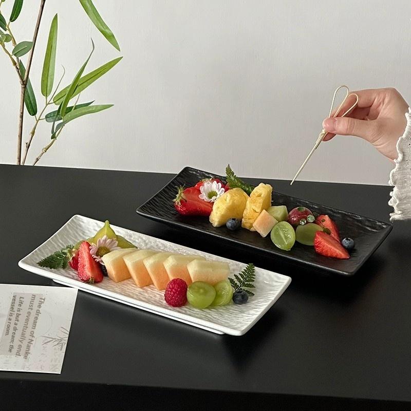Pp Stone Textured Rectangular Serving Plate Durable For Sushi Home Restaurant Daily Use