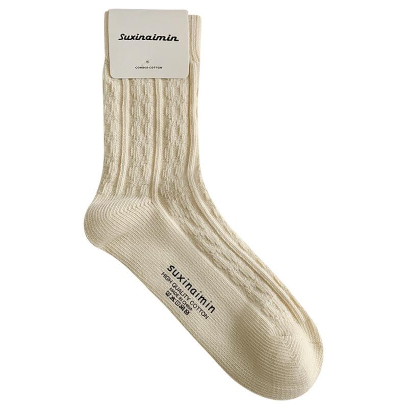 5 Pairs of Female Spring and Autumn Cotton Fashion New Drum Pile Socks