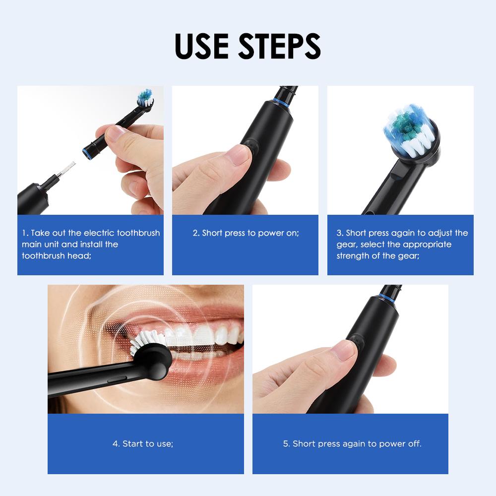 Sonic Electric Toothbrush Rechargeable Rotary Waterproof Smart Timer Adult Teeth Cleaning 4pcs Replaceable Brush Heads with Box
