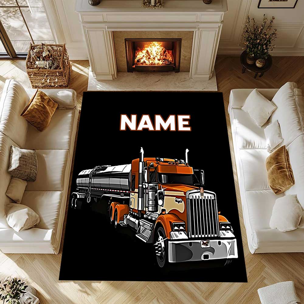 Truck Racing1 Customize your name rug, office chair cushion, home bedroom living room gift.