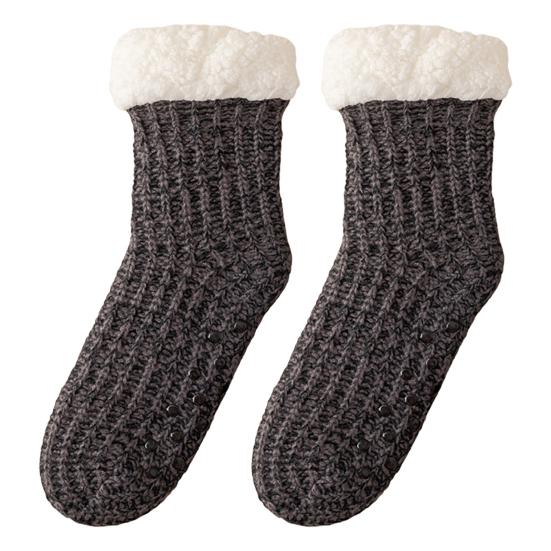 

Флисовые носки-гольфы Теплые носки-тапочки с нескользящими подошвами Женские утолщенные пушистые зимние носки для дома, отдыха, сна темно-серого