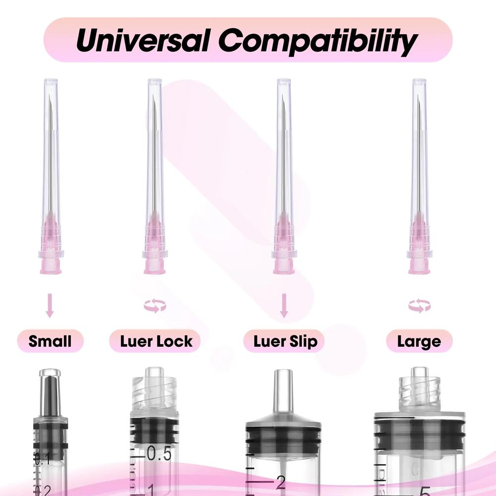 100pcs/Box Sterile Pointed Syringe Needles 1inch 1.5inch 18G-27G Stainless Steel for Liquid Dispensing Lab Vet Pet Injection