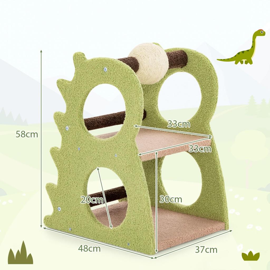 GOPLUS Mini Cat 58cm Dinosaur Cute Cat Cat Cat Cat Play Area Tower, Tall, Freestanding, Design, Tower, Supplies, Toy,