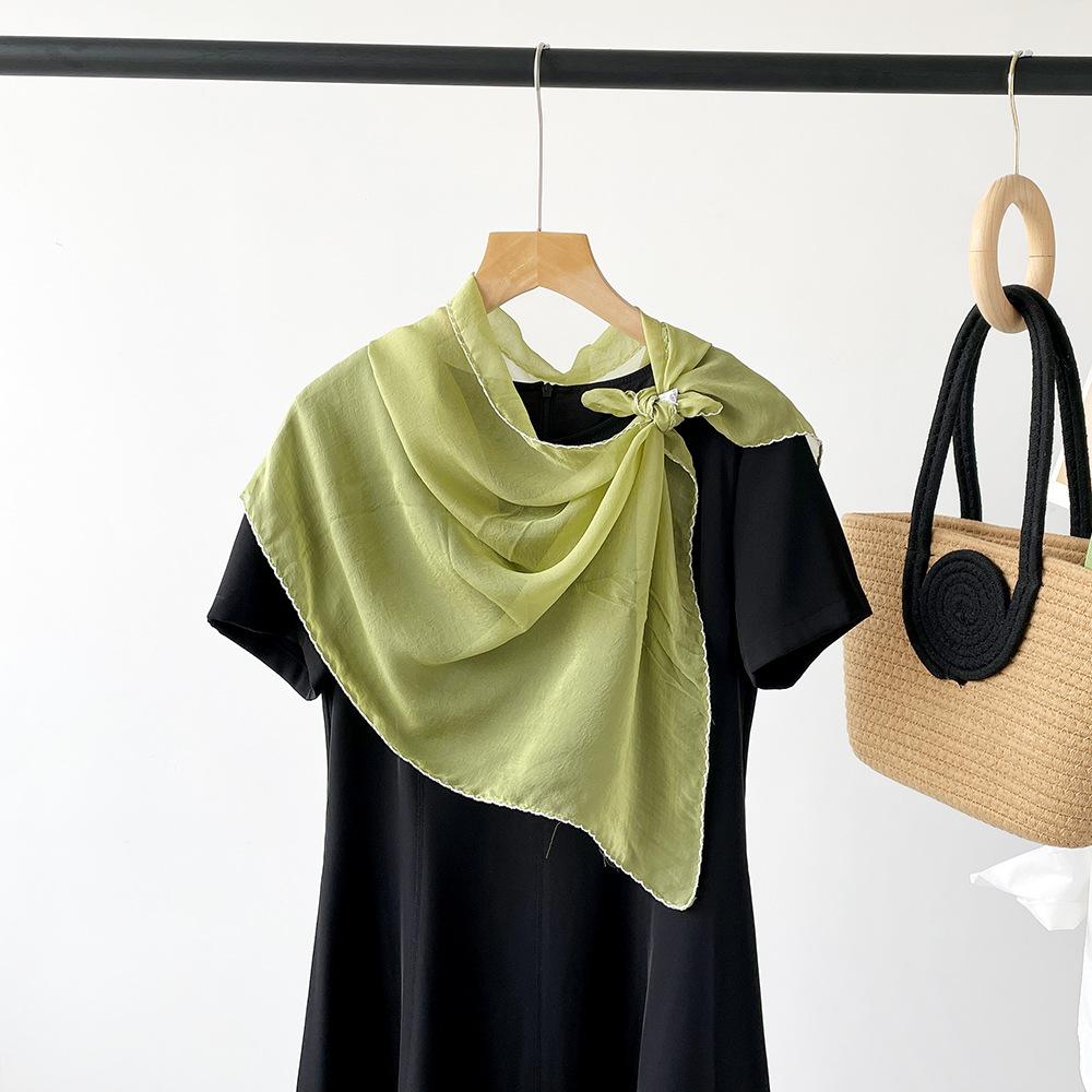 New Lace Cloud Patterned Scarf Simulation Silk Scarf Women'S Style Simple Style Solid Color Thin Small Long Scarf Scarf