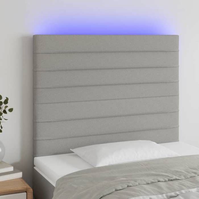 VidaXL Tête de Lit à LED Meuble de Chambre à Coucher Accessoire de Lit Simple Tête de Cadre de Lit Intérieur Gris Clair 3122554