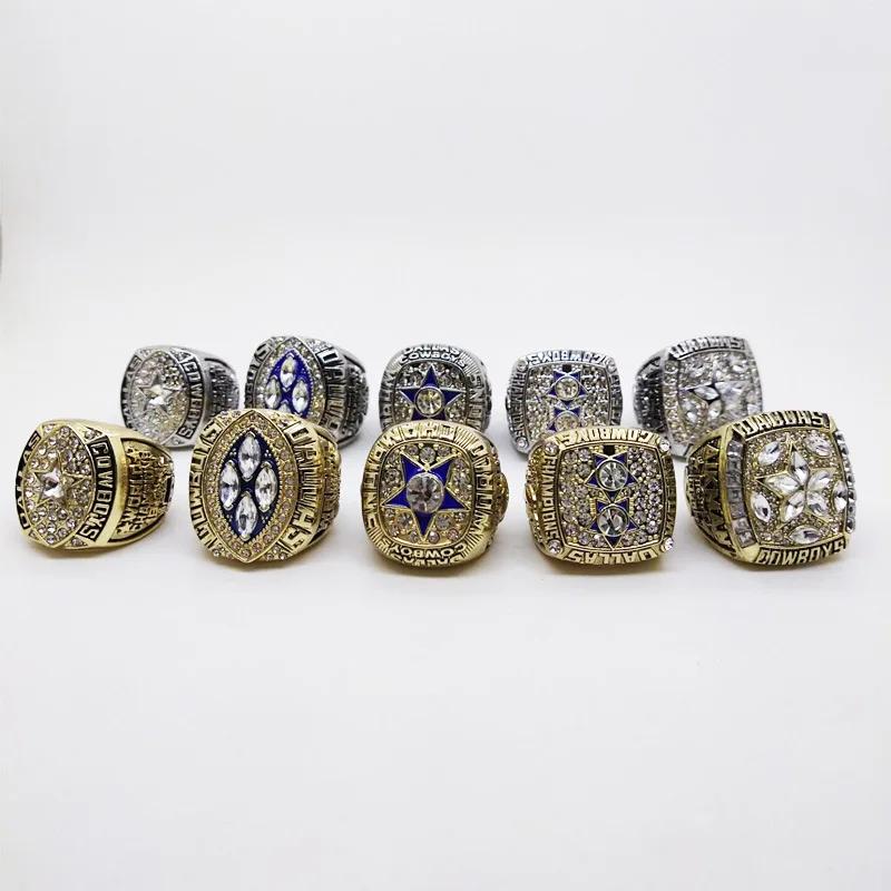 Dallas Denim Crown Jewelry Ring Set 5 Pieces European and American Men's Fashion Rings