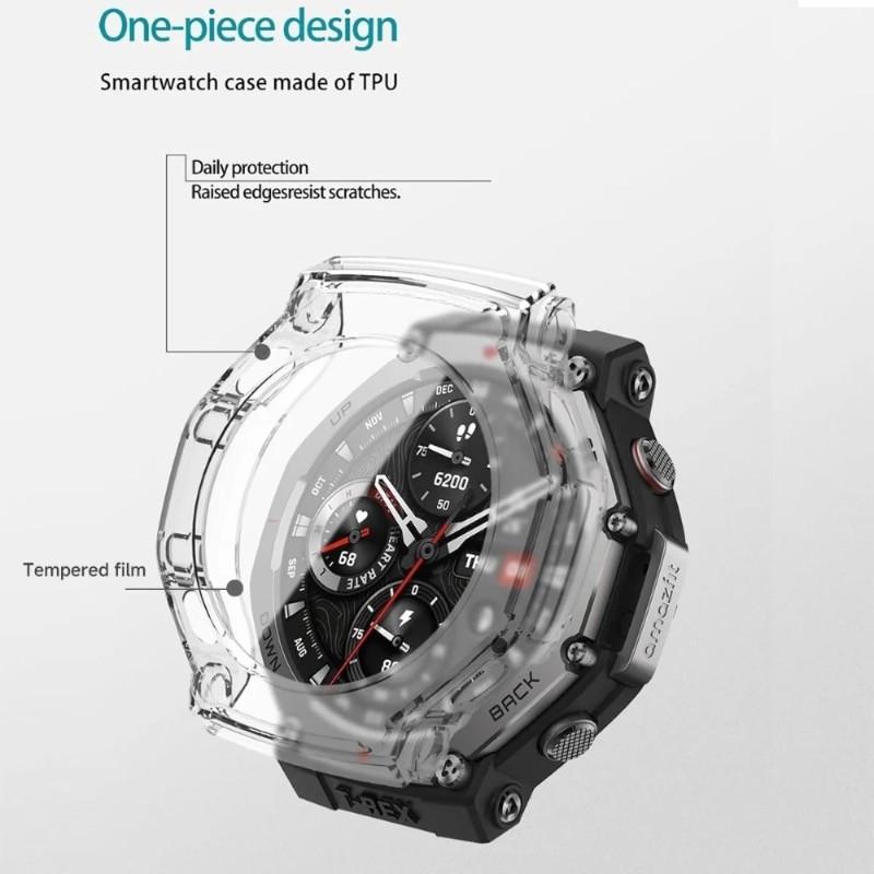 Tempered Glass+Case For Amazfit T REX 3 Pro Screen Protector Hard PC Bumper Protective Cover for Huami Amazfit T-REX3