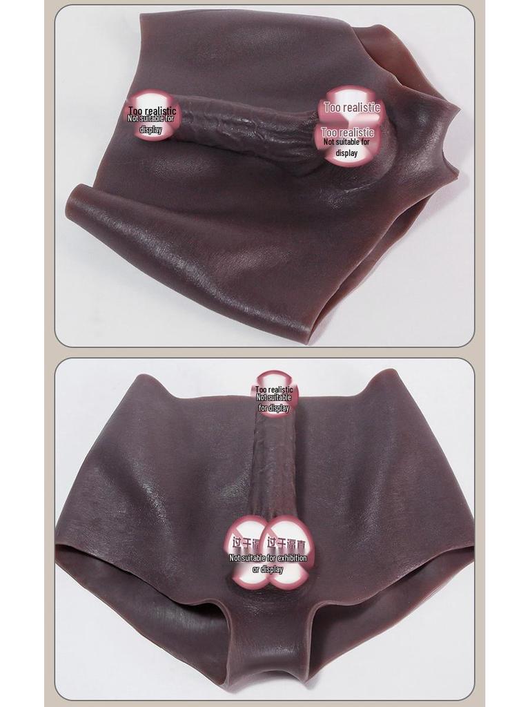 Pantaloni da uomo in pelle traforata con pene finto in carne morbida Lingerie