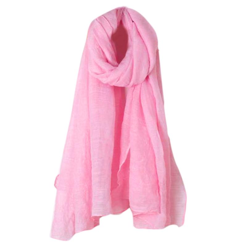 Fashion New 16 Colors Women Long Scarf Wrap Scarves Vintage Cotton Linen Large Shawl Hijab Elegant Solid Black Red White