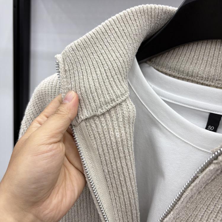 Men's High-Quality Wool Knit Zipper Cardigan - Thick, Trendy, Loose-Fit for Autumn/Winter