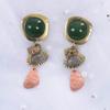 Bohemian Vintage Gem Earrings, Irregular Ethnic Exaggerated Metal Stud Earrings For Women