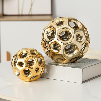 Vergoldete Kugel-Dekoration Hohlkeramik-Vase Wohnzimmer Büro Bücherregal Kugel-Dekoration Abstraktes Blumenarrangement Geschenke