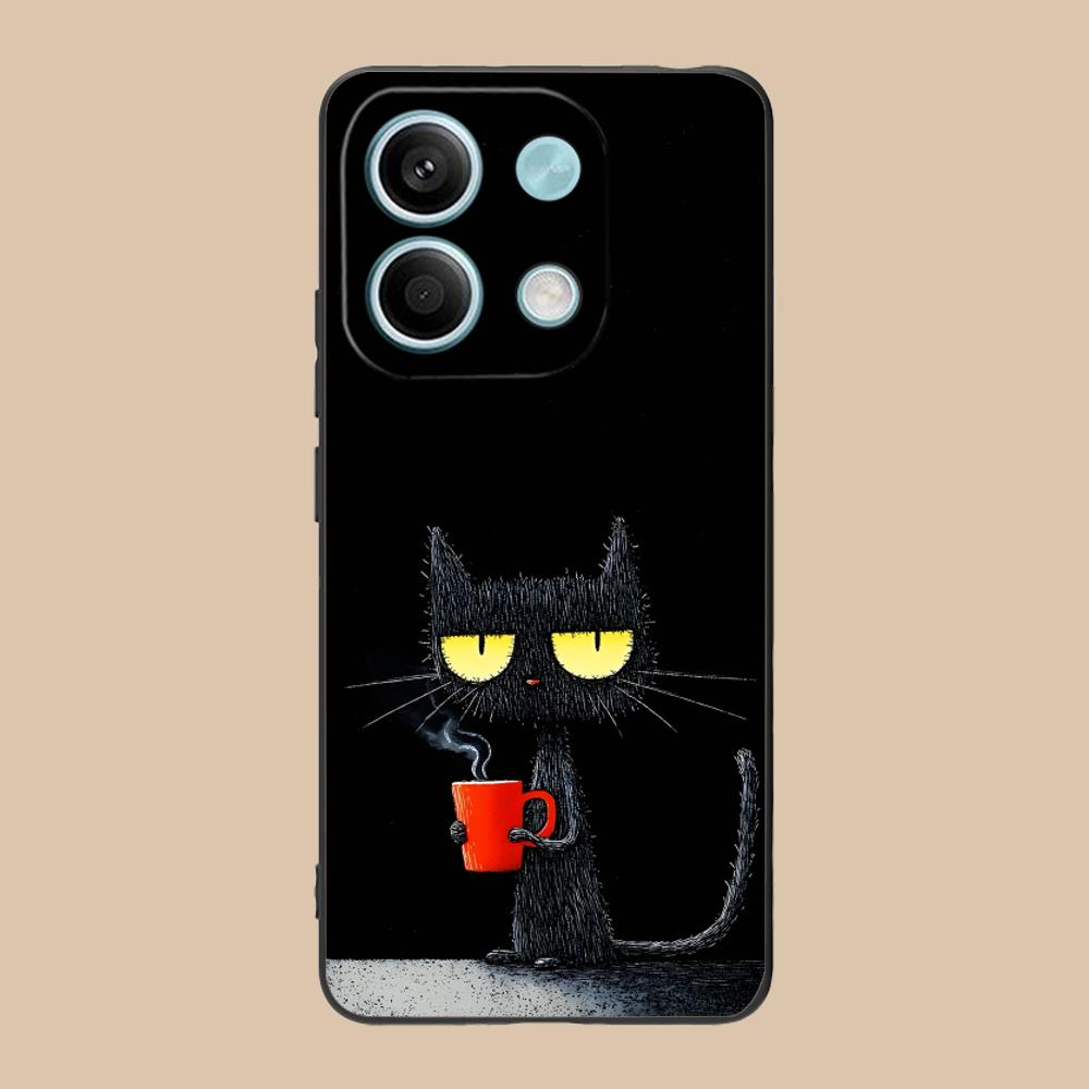 Cute Coffee Cat Matte TPU Mobile Phone Case for Xiaomi 15 14 13 12 Mi 11 T Ultra Lite Pro S X 5G Colorful Printing Cover