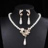Elegant Pearl and Alloy Floral Jewelry Set: Water Drop Necklace & Earrings for Women