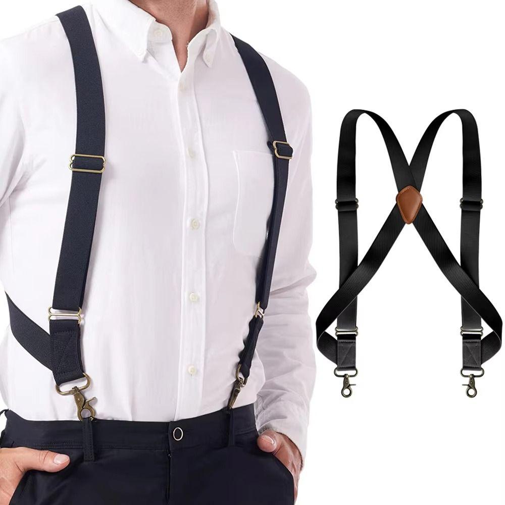 British Style Leather Suspenders Retro Suspender Clip Fashion Suspenders for Men  Suit