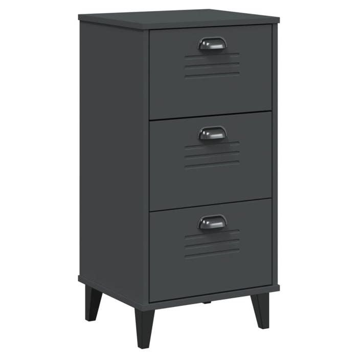 VidaXL Table de Chevet, Armoire de Nuit avec Tiroirs, Table de Téléphone, Meuble de Rangement Chambre, Industriel, Gris 374919